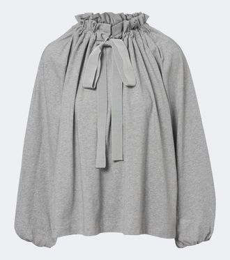 Patou Bow-detail gathered cotton jersey top
