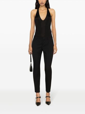 Saint Laurent Plunging U-Neck Jersey Tank Top - Black
