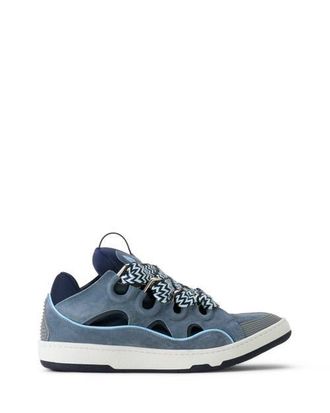 Lanvin Curb Leather Sneakers in Grey/blue at Nordstrom, Size 47