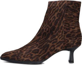 Unisa Luipaardprint Enkellaarsjes - Dames - Laarzen met Hak - Bruin - 37 EU - Su&egrave;de - Schoenen