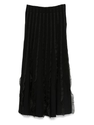 Emporio Armani ruffled midi skirt - women - Viscose/Elastane/Polyamide/Polyester - 40 - Black