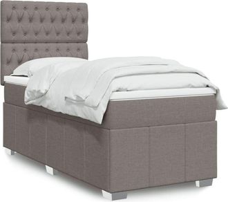 vidaXL Cama Box Spring Con Colch&oacute;n Tela Gris Taupe 80x200 Cm Vidaxl