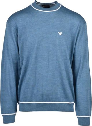 Emporio Armani Maglioncino Girocollo - Heren - Ronde hals truien - Blauw - 2XL - Wol - Truien & Vesten