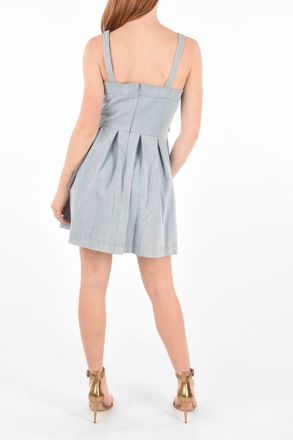 Philipp Plein COUTURE Denim Dress ITS FINE LOVE pleated details with Strass Philipp Plein