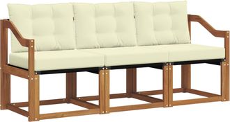 vidaXL Conjunto De Sof&aacute;s De Exterior 3 Uds. Natural Y Crema Vidaxl
