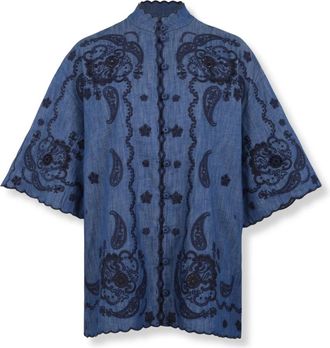 Zimmermann Aster Geborduurde Denim Shirt - Dames - Overhemden - Blauw - S - Denim - Overhemden