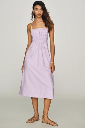 Maeve 100% Cotton Ruched Midi Dress