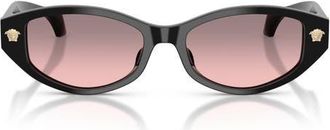 Versace 54mm Cat Eye Sunglasses in Black /Rose Gradient Grey at Nordstrom