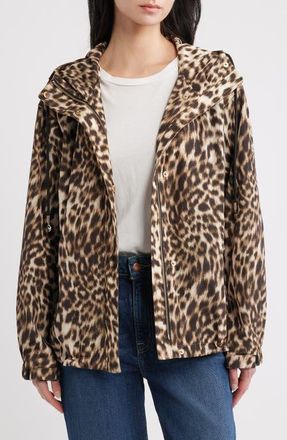 Michael Kors Water Resistant Hooded Jacket in Cheetah at Nordstrom, Size X-Small