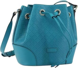 Gucci Pre-owned Bucket Bags, female, Blue, Size: ONE SIZE Pre-owned Vintage Bucket Shoulder Bag
