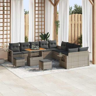 vidaXL Conjunto De Sof&aacute; De Jard&iacute;n 13 Pcs Gris Polirat&aacute;n Vidaxl