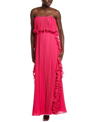 Badgley Mischka Octo Ruffle Pleated Gown