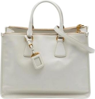Prada Pre-owned Saffiano Satchel - Dames - Vintage Handtas - Wit - ONE Size - Leer - Vintage