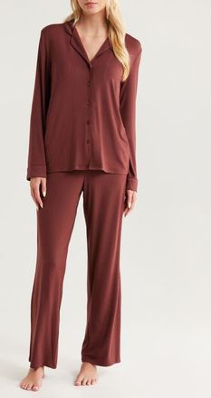 Nordstrom Moonlight Eco Knit Pajamas in Brown Raisin at Nordstrom, Size X-Large