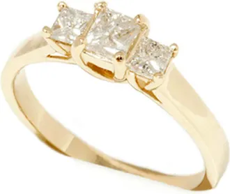 Pompeii3 1ct Three Stone Diamond Ring 14K Yellow Gold Size Selectable