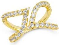 Savvy Cie Jewels Cubic Zirconia Leaf Bypass Ring in Yellow at Nordstrom Rack, Size 10