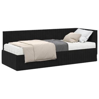 vidaXL Estructura De Cama Esquina Con Colch&oacute;n 2 Pcs Negro Terciopelo Vidaxl