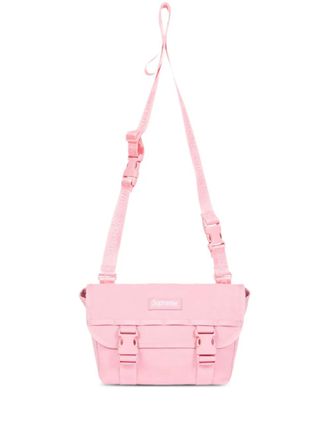 SUPREME mini logo-patch messenger bag - Pink