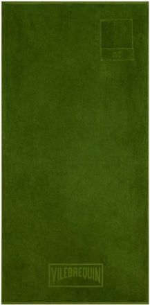 Vilebrequin Katoenen strandlaken met klepzak - Heren - Handdoeken - Groen - ONE Size - Katoen - Home
