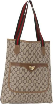 Gucci Pre-owned Tote Bags, female, Beige, Size: ONE SIZE Pre-owned Canvas Tote