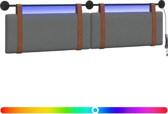 vidaXL Cabecero Colgante Con Luz Led Gris Oscuro Pu Antiguo Vidaxl