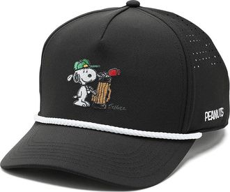Black Clover Snoopy Golfbag 5 Panel Mid Rope Adjustable Hat Baseball Caps Black, Polyester/Spandex