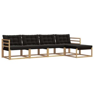 vidaXL Conjunto De Sof&aacute;s De Exterior Con Coj&iacute;n 5 Pcs Blanco Y Negro Vidaxl