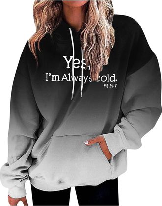 Generic 2026 Yes Im Still Freezing 24:11 Sweatshirt Women for Cold Person Always Pullover Hoodies (Black, L)