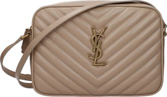 Saint Laurent Lou Schoudertas Dames Leer Beige/Donkerbeige