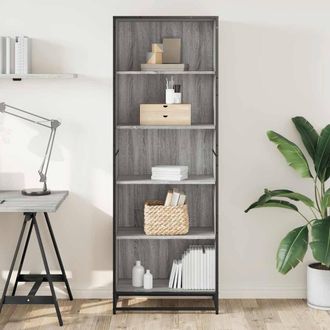 Berkfield Home Modern Bookcase Grey Sonoma 60x35x170.5 cm Engineered Wood