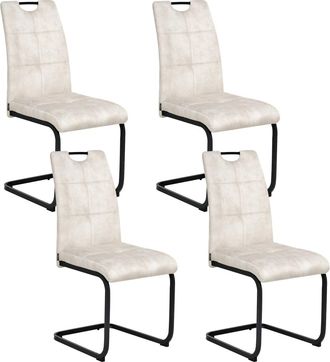 Beliani Conjunto de 4 sillas de comedor Tela Beige claro