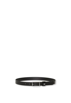 Calvin Klein Lederg&uuml;rtel CALVIN KLEIN SQUARE BUCKLE CK LOOP 25MM, Damen, Gr. 11,5, schwarz, shiny nickel, Rindsleder, unifarben, G&uuml;rtel Lederg&uuml;rtel, Gr&ouml;ssenverstel