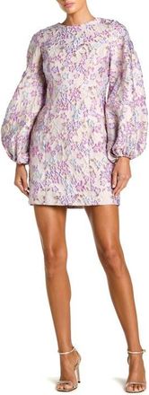 Mac Duggal Womens Floral Brocade Balloon Sleeve Mini Dress in Lilac Multi at Nordstrom, Size 12