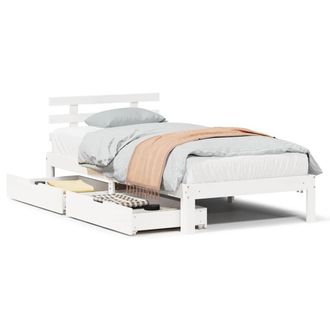 Berkfield Home Bed Frame with Drawers without Mattress White90x200 cm in White | Size: 90x200 cm