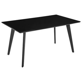 Beliani Mesa De Comedor Negra 150 X 90 Cm Mdf Tablero Patas De Metal Cocina Dorcas
