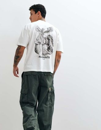 AllSaints Seraph T-shirt a maniche corte con logo grafico e stampa sul retro bianca-Bianco