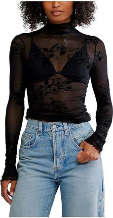 Free People You Decide Long Sleeve Womens Clothing Black : MD (Womens 8-10), Nylon