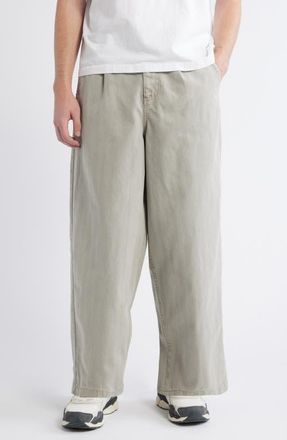 Topman Herringbone Pleated Barrel Pants in Stone at Nordstrom, Size 28 X 32