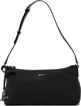agnès b. logo-plaque shoulder bag - women - Polyamide - One Size - Black