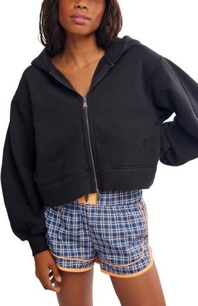 Free People FP Movement A Cut Above Cotton Zip Hoodie in Black at Nordstrom, Size X-Small