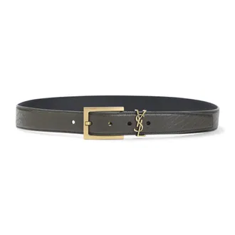 Saint Laurent Cassandre Belt - female - Saint Laurent - Belts - Black - 80 CM - Accessories