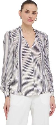 Twinset Gestrikte blouse met strikdetail - Dames - Blouses - Veelkleurig - S - Leer - Overhemden