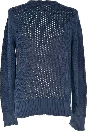 Tom Ford Crochet-Knitted Sweater in Navy Blue Cotton