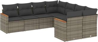 vidaXL Vidaxl - Set De Sof&aacute;s De Jard&iacute;n 8 Pzas Y Cojines Rat&aacute;n Sint&eacute;tico Gris