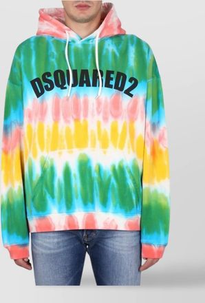 Dsquared2 logo tie-dye hooded sweatshirt with kangaroo pocket