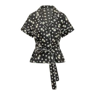 Dolce & Gabbana Shirts, female, Black, Size: S Vanity Floral-print Shirt