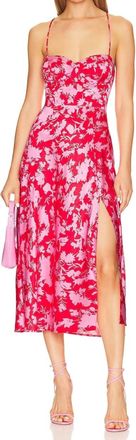 Astr Gala Midi Dress In Red/pink Floral