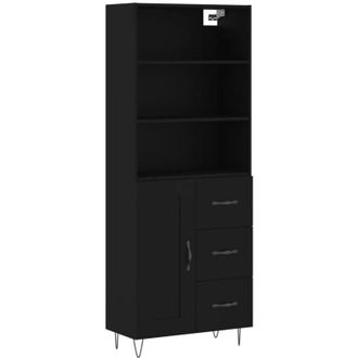vidaXL Aparador Alto Madera Contrachapada Negro 69,5x34x180 Cm Vidaxl