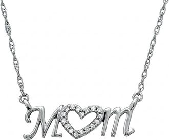Pompeii3 Diamond Heart Mom Pendant 10k White Gold Womens Necklace Lab Grown
