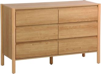 Sweeek C&oacute;moda con decoraci&oacute;n de madera, 6 cajones, natural